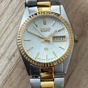 Seiko  SQ Ladies Watch White Dial Day Date Window Two-Tone Bracelet Vintage Photo 2