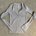 Aerie Grey Ribbed Long Sleeve Top Photo 1