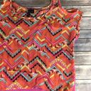 Full Tilt SHEER ORANGE & PINK AZTEC COLD SHOULDER TOP Photo 0