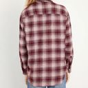 Old Navy  NWT Maroon White Plaid Loose Flannel Boyfriend Shirt Photo 2