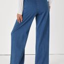 Lulus Streamline Medium Blue Chambray Paperbag Wide-Leg Trouser Pants Photo 2