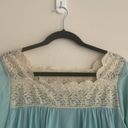 Vintage Blue and Cream Lace 1/2 Sleeve Nightgown Chemise Lingerie Dressing Gown Photo 1