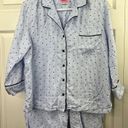 Kate Spade  WHITE/BLUE Stripe mini Heart Cropped Pajama Set- L NAVY TRIM Photo 2