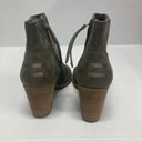 Toms  Majorca Peep toe Suede cutout chunky bootie  heel olive green size 5.5 Photo 2