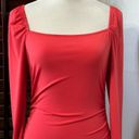 Abound  Womens Casual Top Red 3/4 Sleeve Stretch Ruched Square Neck M New Photo 2