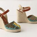 Anthropologie  Paloma Barcelo Teal Shoelace Wedge Espadrilles Size 9‎ Photo 1