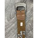 Vintage Western Leather Belt With Metal Detailing Size 34 Inches Photo 8