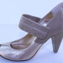 DKNY  Wynona Gold & Beige Leather Mary Jane Heels 9 Photo 6