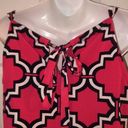 Crown & Ivy  Sz S Geo Print Fuchsia White Navy Halter Tie Dress Photo 3