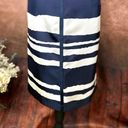 W By Worth  Wavy Stripe Silk Twill Slim Skirt - Navy/White - size 10 Photo 4