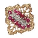 Ruby 10K 10KT Yellow Gold Diamond +  Ring Sz 8 Photo 2