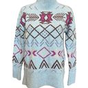 Lou & grey  Mock Neck Fair Isle Tunic Sweater Comfy Cozy Gray Size XS Photo 3