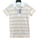 Everlane  Womens The Organic Cotton Polo Dress S Cream Tan Striped Short Sleeve Photo 2