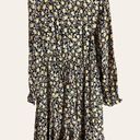 The Loft  Black Floral Print Long Sleeve Mini Dress Size Large Photo 0