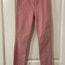 Frame  Pink Bloom Barbie Core Raw Hem Mid Rise Skinny Jeans, Size 26 Photo 0