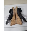 Blossom Born  Black Leather Slingback Open Toe Cork Wedge Shoes Women's Size 9M Photo 6