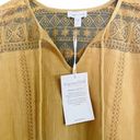 Garnet Hill NWT  Top Organic Cotton Lace Trim Peasant Blouse Yellow Womens Size 2 Photo 3