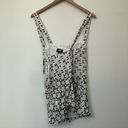 W By Worth NEW NWT  Off White Black Border Print Criss Cross Strap Blouse Tank 10 Photo 6