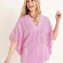 Chico's NWOT CHICO’S Embroidered Poncho Lilac Linen Cotton S/M Photo 0