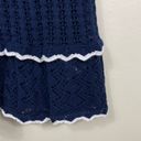 Modcloth  Navy Blue and White High Waisted Pull On Crochet Is The Way Maxi Skirt Photo 5