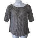 Beach Lunch Lounge Grey Off Shoulder Striped Blouse size medium Photo 2