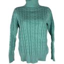 st. john's bay  Womens Aqua Cable Knit Turtleneck Sweater Size M Photo 0