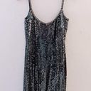 Oleg Cassini Vintage Black Tie  Sequin Beaded Flapper Style Dress Silk Green Photo 7