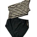 Michael Kors Michael  One Shoulder Stripe Cutout One-Piece Swimsuit Photo 4