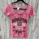 Daytrip  Buckle Pink Y2K Embellished Tshirt VNeck Revolution Spirit Stonewash Photo 0