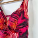 Cacique  Pink Orange Black Chevron Underwire Ruched Tankini long Swim Top 44D 44 Photo 3