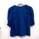 Veronica Beard  Jeans Blue Ruched 3/4 Sleeve Top in Size M Photo 4