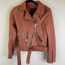 All Saints Balfern Belted Hem Leather Biker Jacket in Rosewood, in size 8 Photo 3