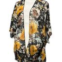 Emory park  Women Yellow & Black Floral Print Kimono Wrap Beach Cover Up Size L Photo 0