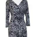 Ellen Tracy Women's Faux Wrap Dress Jersey Black Snow Leopard Size Medium M Photo 0