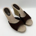 Ann Taylor Brown Suede Slip On Open Toe Jute Wrapped Wedge Platform Heels Size 8 Photo 1