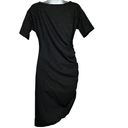 The Vanity Room  asymetrical side ruched black striped dress Size S Photo 1