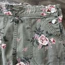 Divided H&M  Floral Distressed Jean Mini Skirt Sz 4 Women’s Olive / Army Green Photo 3