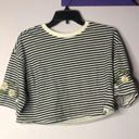 Divided Striped Embroidered Crop Top Photo 3