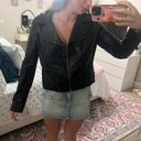 Aakaa Faux Black Leather Jacket Photo 4