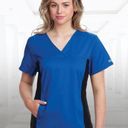 Cherokee  Uniforms V neck flexible royal blue and black 2 pocket scrub top sz M Photo 0