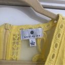 Socialite bright yellow lace mini dress short lined sheer back v neck floral Photo 2