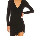 Majorelle  Revolve Black Ribbed V-neck Ruched Long Sleeve Cruz Mini Dress Size S Photo 0