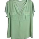 Soho  Women's Mint Green Split V-Neck Short Cap Sleeve Blouse Size XL Photo 0