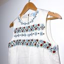 Draper James  Embellished Floral Beaded White Sleeveless Tank Top Photo 1