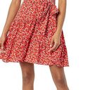 Eliza J NWT  Red Floral Short Sleeve Flutter Wrap Dress Size 10 Photo 0