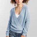 Billabong  Bring It Surplice Sweater BLUE faux wrap cozy warm lightweight Photo 0