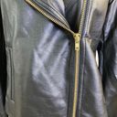 J.Crew  Mercantile Women's Jacket Sz M Black Moto Zip Front Coat Faux Leather Photo 4