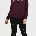 Torrid NWT  Dark Purple Wine Super Soft Knit Long Sleeve Surplice Top Size 2X Photo 1