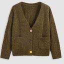 Cider  WOOL-BLEND CABLE KNIT V-NECK POCKET BUTTON CARDIGAN CURVE Size 2XL Photo 0