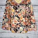 Garnet Hill  NWT Size M Floral Print V-Neckline Organic Cotton Knit Top Shirt Photo 2